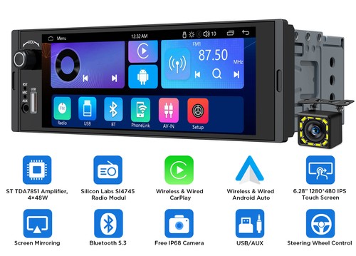 Ips touchscreen 1din - 6,28",